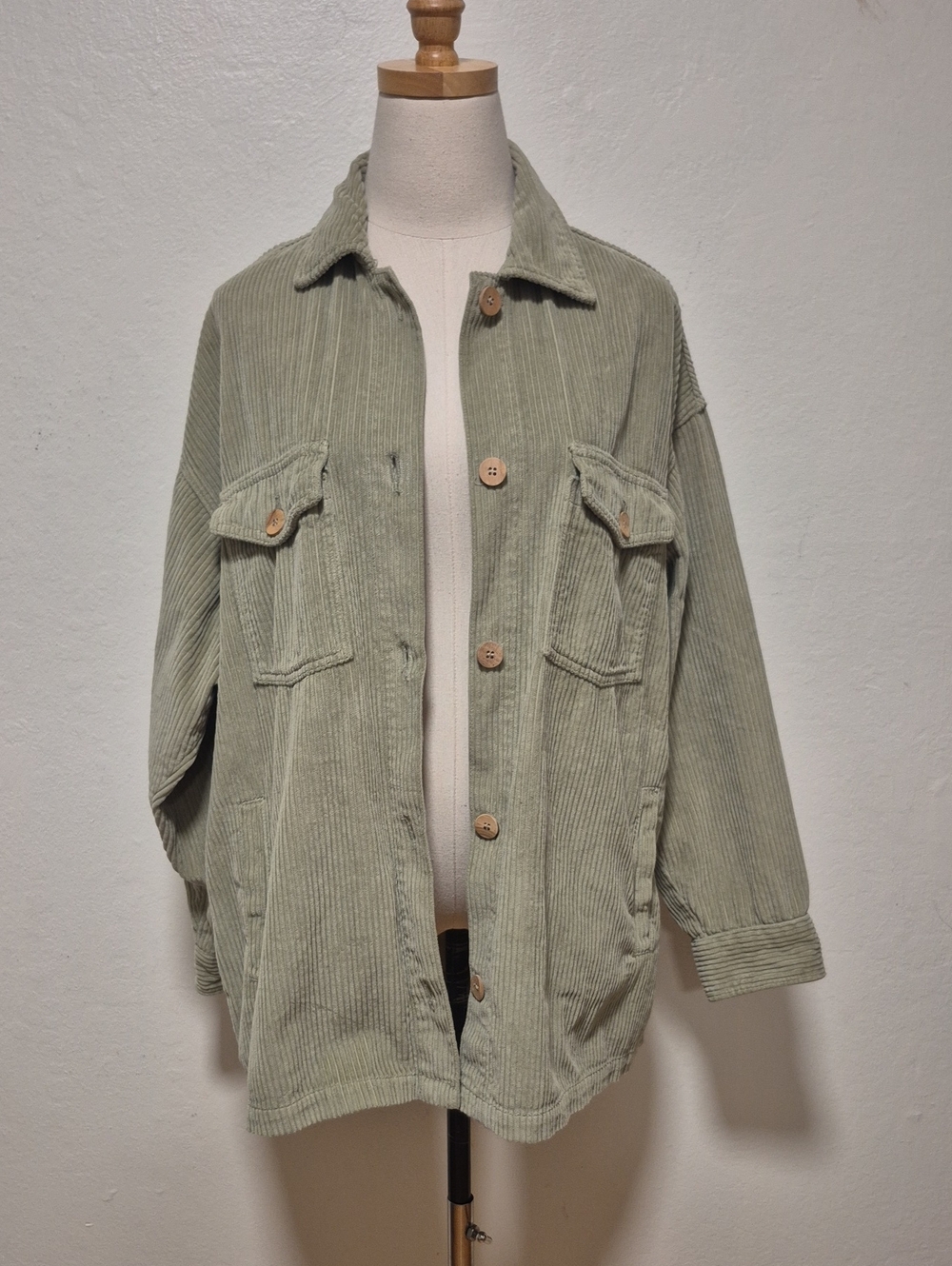 SKFK Sage Green Corduroy Button Down Jacket UNISEX No Size Label